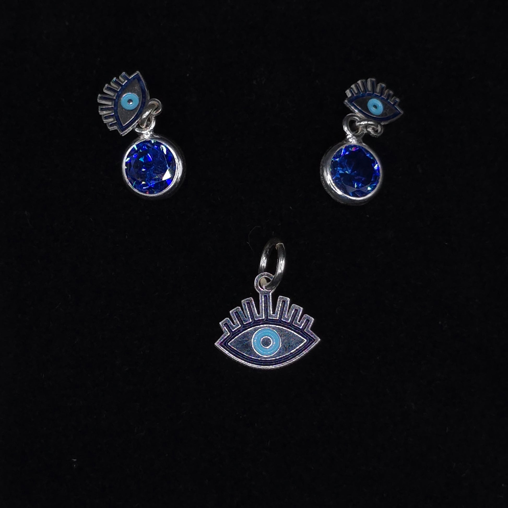 Set Ojos de Protección Azul – Estilo y Energía en Plata 925