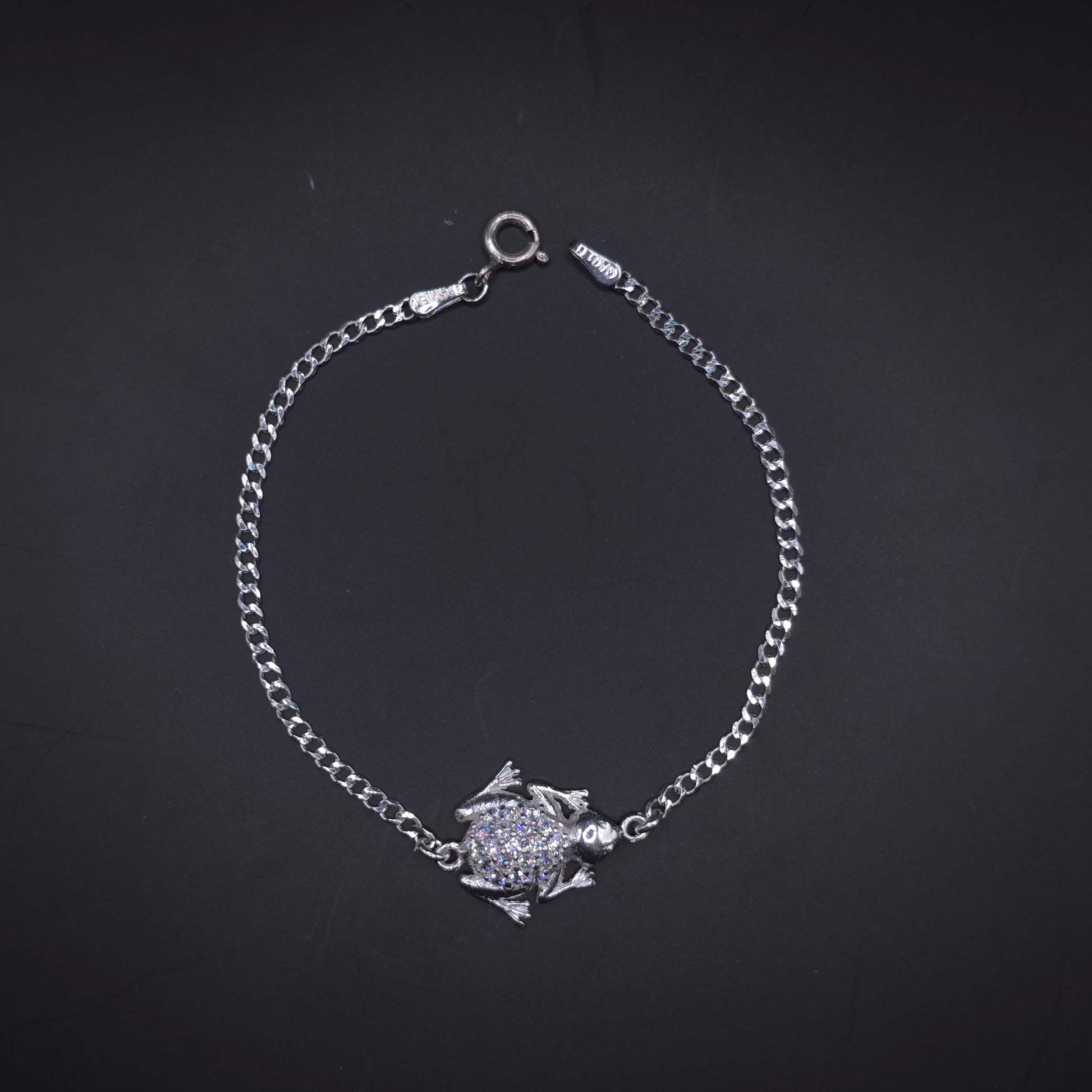 Pulsera Rana Encantada c/circonia – Energía Natural en Plata 925