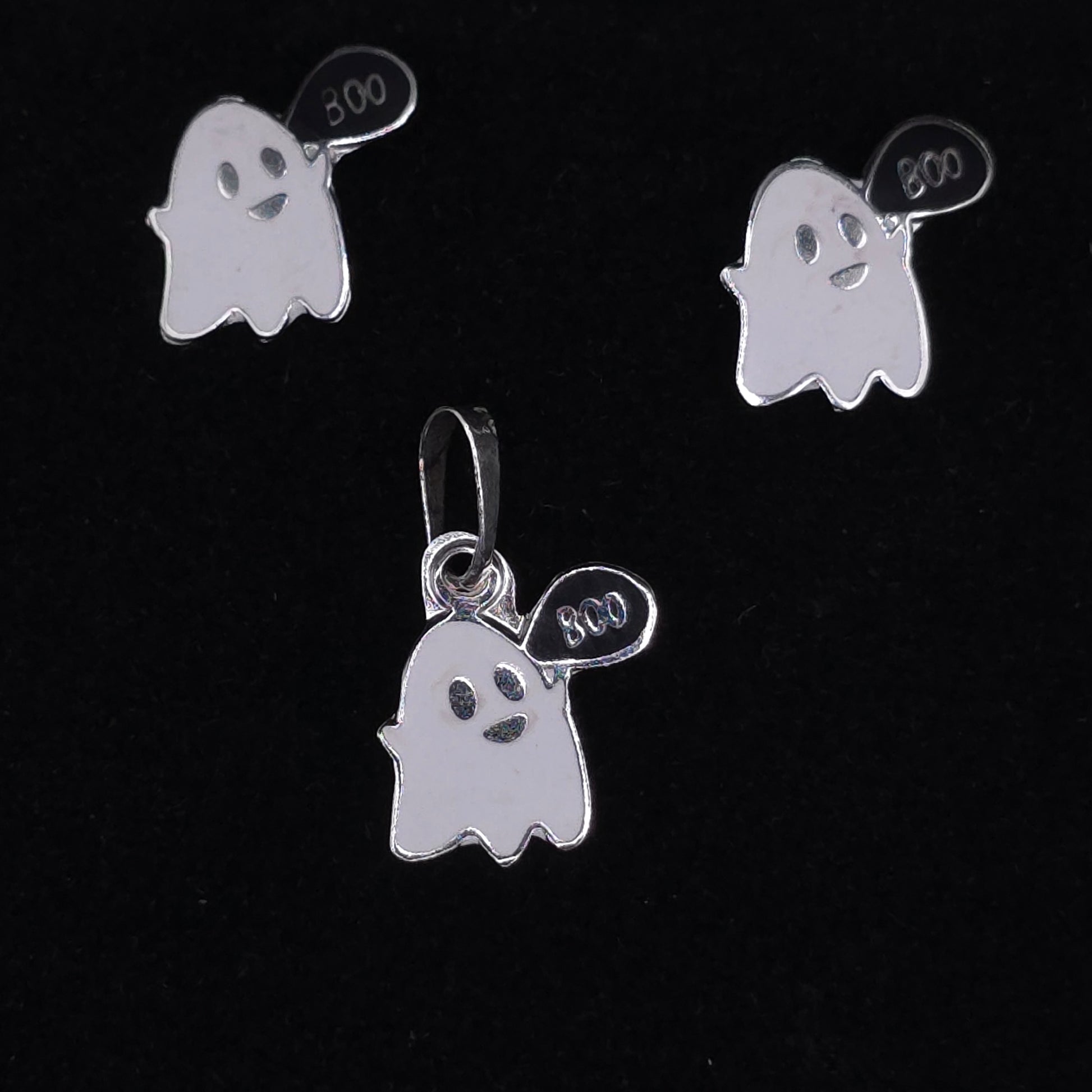 Set Fantasmas Boo – Encanto y Diversión en Plata 925